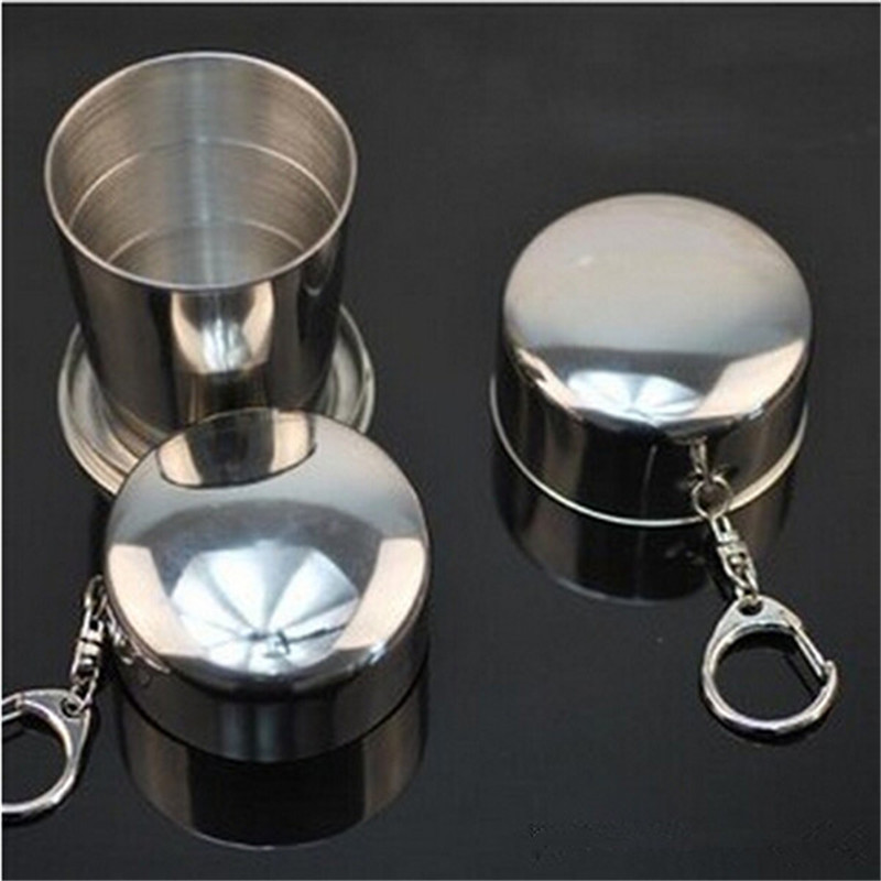 Nihlsfen Collapsible Folding Metal Telescopic Cups Excursion Outdoor Travel Camping Stainless Steel Cup Folding Travel Small Cup Silver 