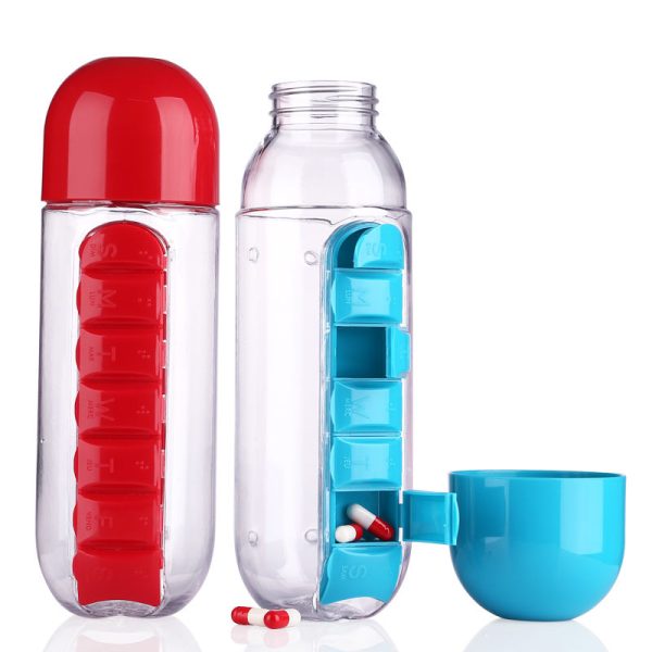 My Water Bottle Sports Combine Daily Pill Box Organizer Drinking Bottles For Water Plastic Leak Proof 1
