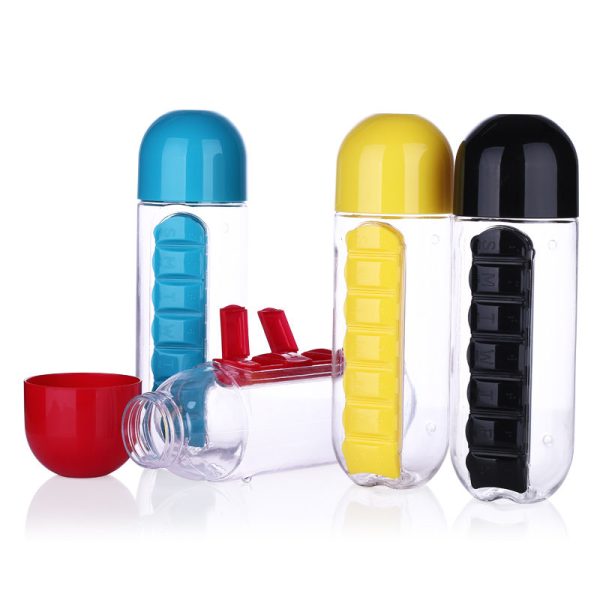 My Water Bottle Sports Combine Daily Pill Box Organizer Drinking Bottles For Water Plastic Leak Proof 2
