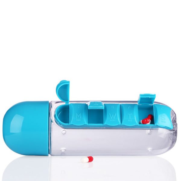 My Water Bottle Sports Combine Daily Pill Box Organizer Drinking Bottles For Water Plastic Leak Proof 4