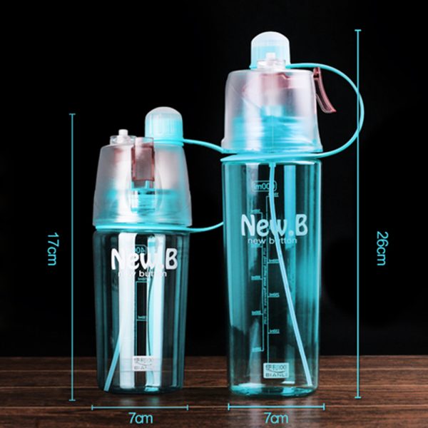 New Creative Spray Water Bottle Portable Atomizing Bottles Outdoor Sports Gym Drinking Drinkware Bottles Shaker 400ML 5