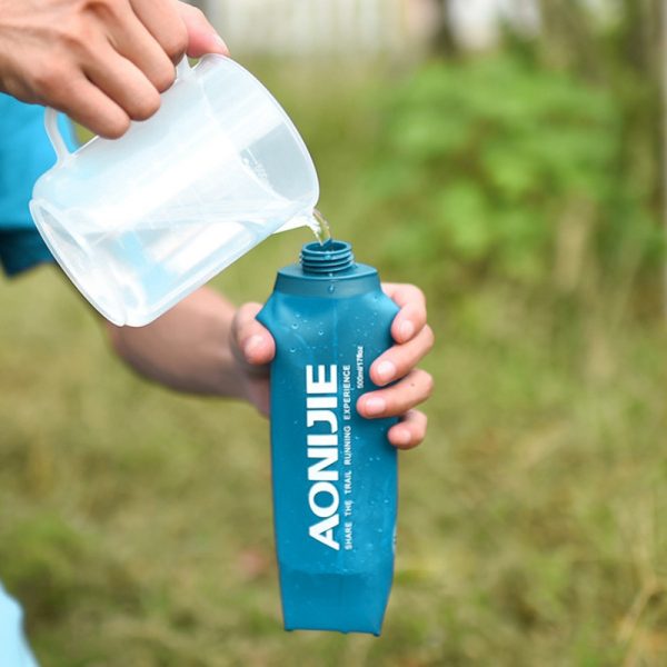 Outdoors Foldable Blue Water Bottle Traveling Sport Running Cycling Kettle Healthy Soft Material Hiking Camping Jug 3