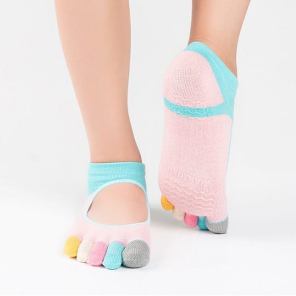 Yhao Brand Women Pilates Five Toe 100 cotton Non Slip Yoga socks female socks Mix color 1 e1516219514880