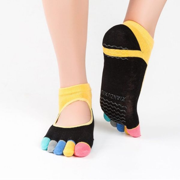 Yhao Brand Women Pilates Five Toe 100 cotton Non Slip Yoga socks female socks Mix color 2 e1516219479328