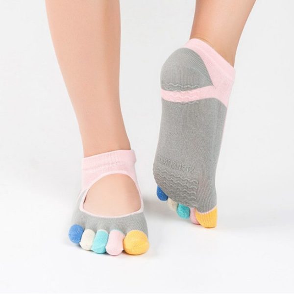 Yhao Brand Women Pilates Five Toe 100 cotton Non Slip Yoga socks female socks Mix color 3 e1516219202754