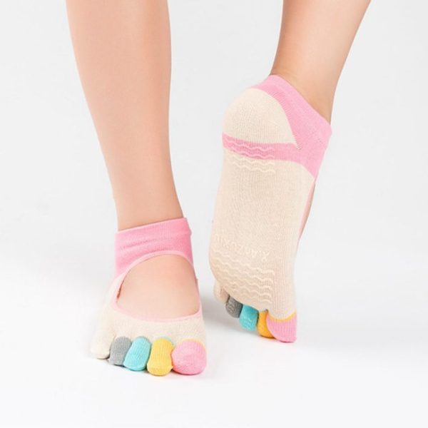 Yhao Brand Women Pilates Five Toe 100 cotton Non Slip Yoga socks female socks Mix color 4 e1516219442699