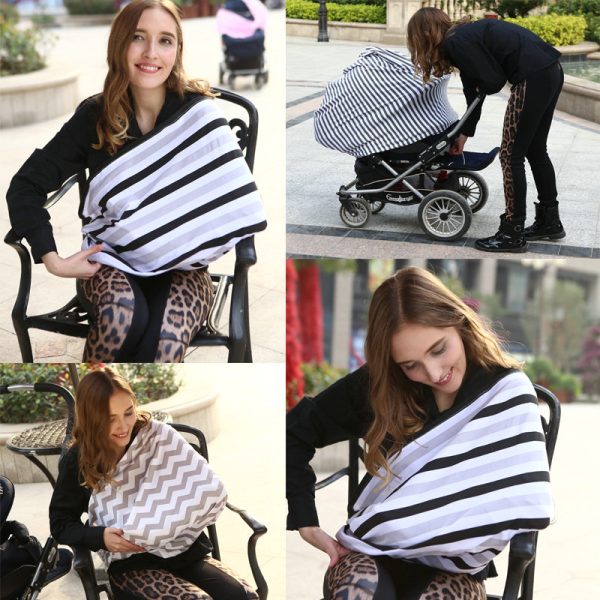 Baby Car Seat Cover Canopy Nursing Cover Multi Use Stretchy Infinity Scarf Breastfeeding Shopping Cart Cover 1