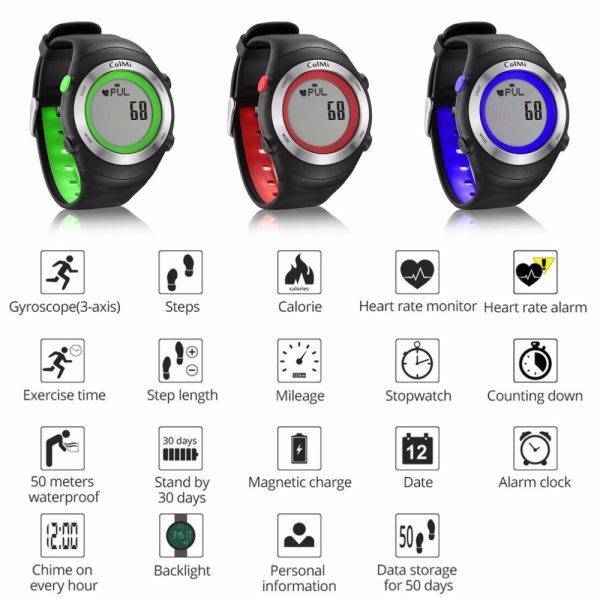 ColMi Fast Smart Watch Heart Rate Monitor 5ATM Waterproof Exercise Time Standby 30 Days Outdoor Sport 1