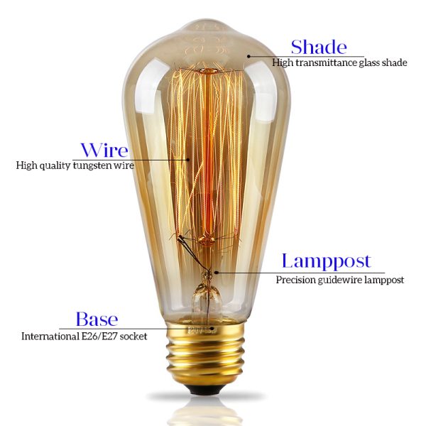 Edison Bulb Incandescent Lamp E27 220v Wedding Vintage Lamp Pendant Light Retro Lighting Ceiling lampadas Carbon 1