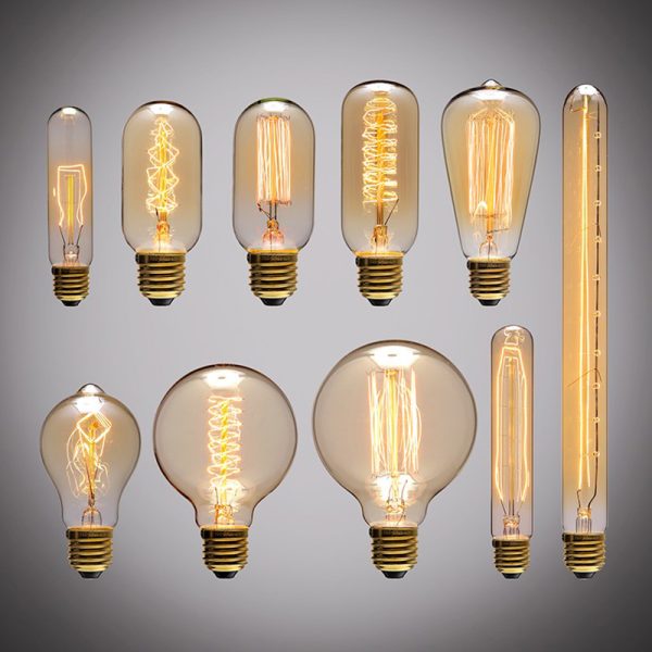 Retro Edison Light Bulb E27 220V 40W A19 A60 ST64 T10 T45 T185 G80 G95 filament 7