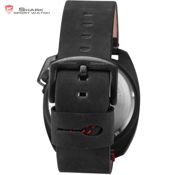 Luxury Leather Box Tawny Shark Sport Watch Brand Auto Date Display Left Button Leather Strap Men 5