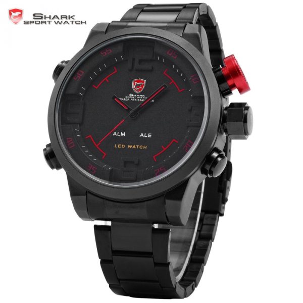 SHARK Sports Watch Brand Digital Dual Time LED Men Wristwatches