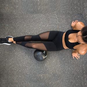 Lucylizz 2017 Sexy Mesh Patchwork Sport Leggings Vrouwen Fitness Kleding Zwart Gym Sportkleding Running Hoge Taille