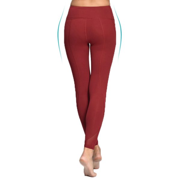 Vrouwen Yoga Compressie Broek Mesh Leggings Broek Elastische Panty Sexy Yoga Capri met Pocket voor Workout 4
