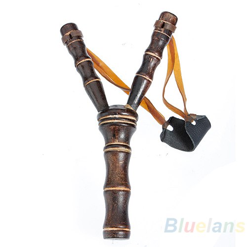 Bamboo Style Wood Wooden Sling Shot Toys Slingshot Bow Catapult Hunting 02BK 3MQR