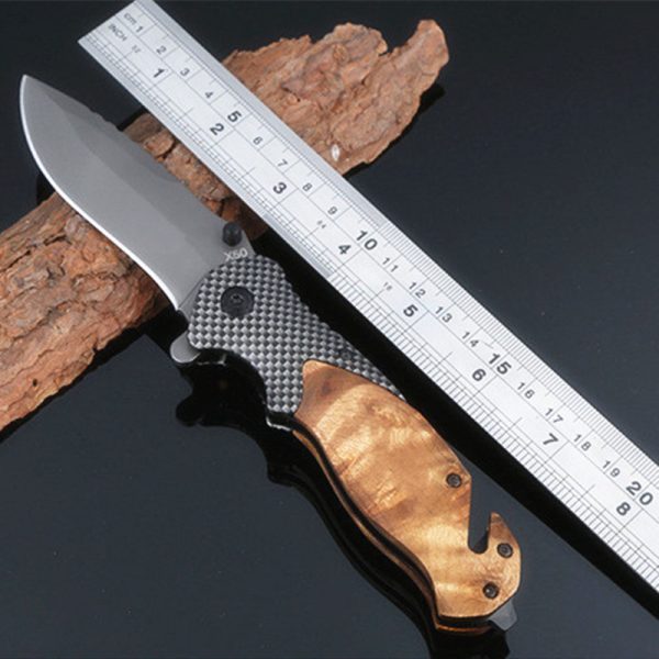 Folding knife Browning X50 Blade Titanium Huntting Survival Knives EDC Tool With Wood Handle Mini Tactical 1