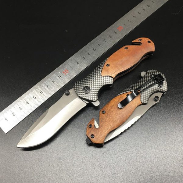 Folding knife Browning X50 Blade Titanium Huntting Survival Knives EDC Tool With Wood Handle Mini Tactical 4