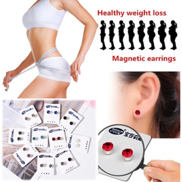 Cute 1 Pair Magnetic Therapy Weight Loss Earrings Magnet In Ear Eyesight Slimming Healthy Stimulating Acupoints 1