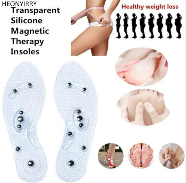 New Men and Women Magnetic Therapy Foot Insole Transparent Silicone Anti fatigue Health Care Massage Slimming