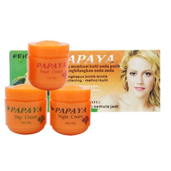 2pcs/lot Papaya whitening cream for face anti freckle natural botanical formula skin care day cream+night cream+pearl cream