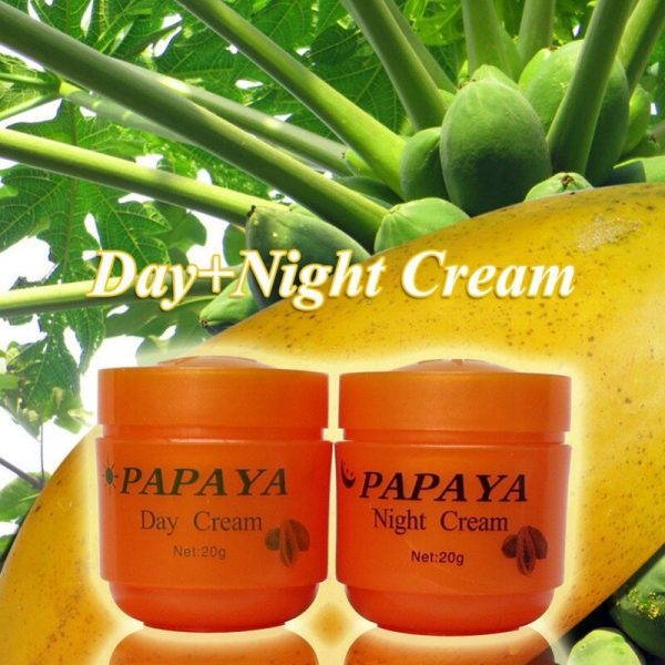 2pcs/lot Papaya whitening cream for face anti freckle natural botanical formula skin care day cream+night cream+pearl cream