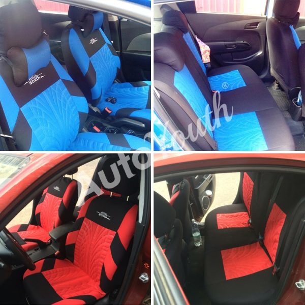 AUTOYOUTH Brand Embroidery Car Seat Covers Set Universal Fit Most Cars Covers with Tire Track Detail Styling Car Seat Protector