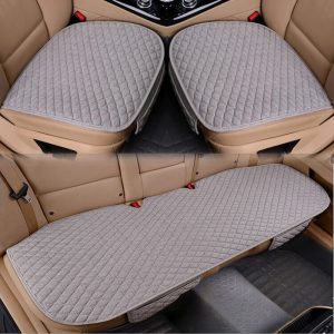 Flax Car Seat Cover Four Seasons Front Rear Linen Fabric Cushion Breathable Protector Mat Pad Auto accessories Universal Size